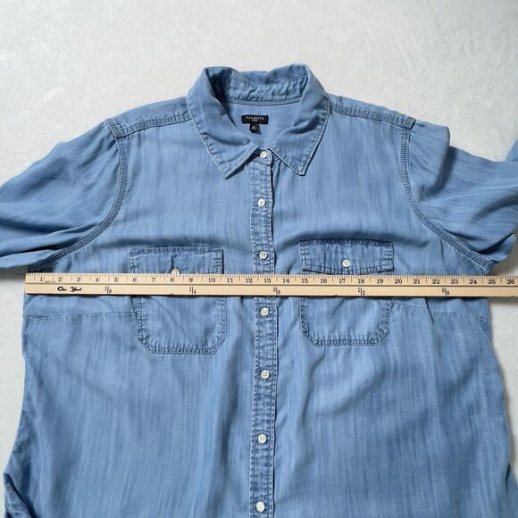 Talbots Lyocell Denim Button Up Shirt Womens Sz 2X Blue Chambray Long Sleeve - Picture 7 of 10